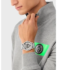 Plein Sport Mens Iron Tiger 3 Hand Quartz Stainless Steel Bracelet 44MM