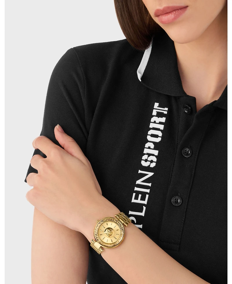 Plein Sport Womens Opium 2 Hand Quartz Ip Yellow Gold Bracelet 38MM