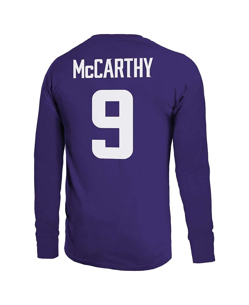 Majestic Threads Men's J.j. McCarthy Purple Minnesota Vikings Name Number Long Sleeve T-Shirt
