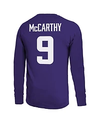 Majestic Threads Men's J.j. McCarthy Purple Minnesota Vikings Name Number Long Sleeve T-Shirt