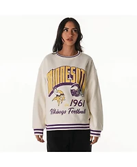 The Wild Collective Women's Cream Minnesota Vikings Oversized Vintage French Terry Sweatshirt