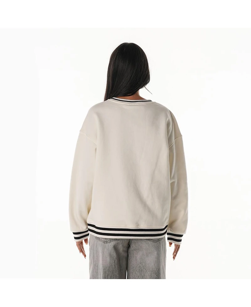 The Wild Collective Women's Cream New Orleans Saints Oversized Vintage French Terry Sweatshirt