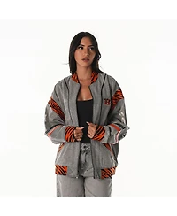 The Wild Collective Men's and Women's Gray Cincinnati Bengals Oversized Retro Full-Zip Jacket