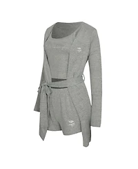 Concepts Sport Women's 3-Piece Heather Gray Minnesota Vikings Rigor Tank, Short and Robe Set