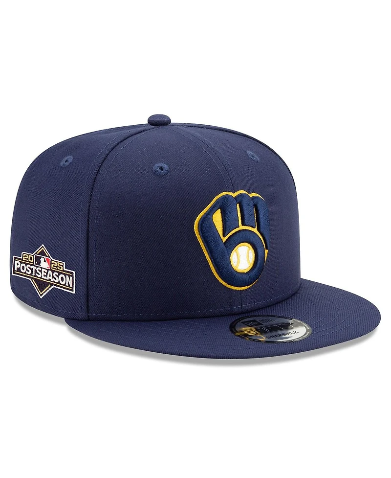 New Era Men's Navy Milwaukee Brewers 2025 Mlb Postseason Side Patch 9FIFTY Snapback Hat