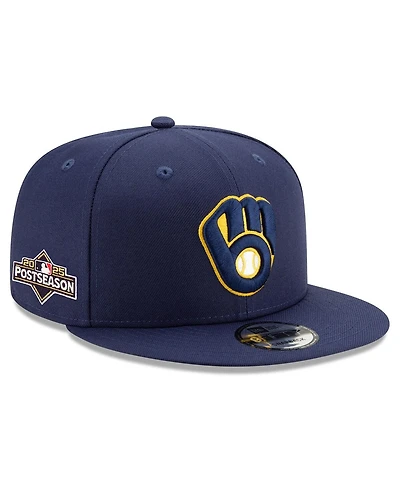 New Era Men's Navy Milwaukee Brewers 2025 Mlb Postseason Side Patch 9FIFTY Snapback Hat