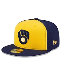 New Era Men's Navy/Gold Milwaukee Brewers 2025 Mlb Postseason Side Patch 59FIFTY Fitted Hat