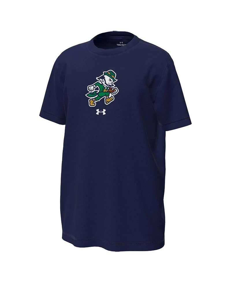 Under Armour Big Boys and Girls Navy Notre Dame Fighting Irish Leprechaun Tech Stretch T-Shirt