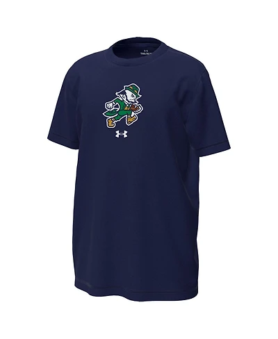Under Armour Big Boys and Girls Navy Notre Dame Fighting Irish Leprechaun Tech Stretch T-Shirt