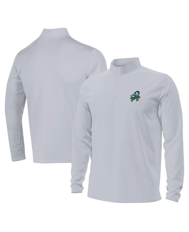 Under Armour Men's Gray Notre Dame Fighting Irish Sporting Leprechaun Motion Quarter-Zip Jacket