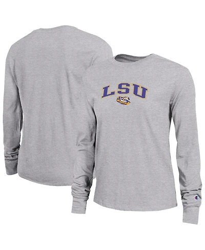 Champion Women's Gray Lsu Tigers Arch Over Logo Long Sleeve T-Shirt