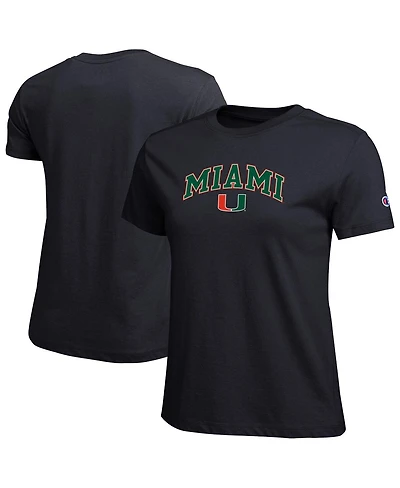 Champion Women's Black Miami Hurricanes Arched Over Logo T-Shirt