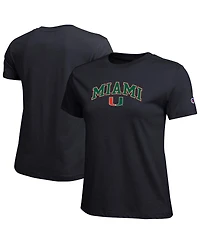 Champion Women's Black Miami Hurricanes Arched Over Logo T-Shirt