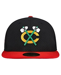 New Era Men's Black/Red Chicago Blackhawks Mesh Crown Two-Tone 59FIFTY Fitted Hat