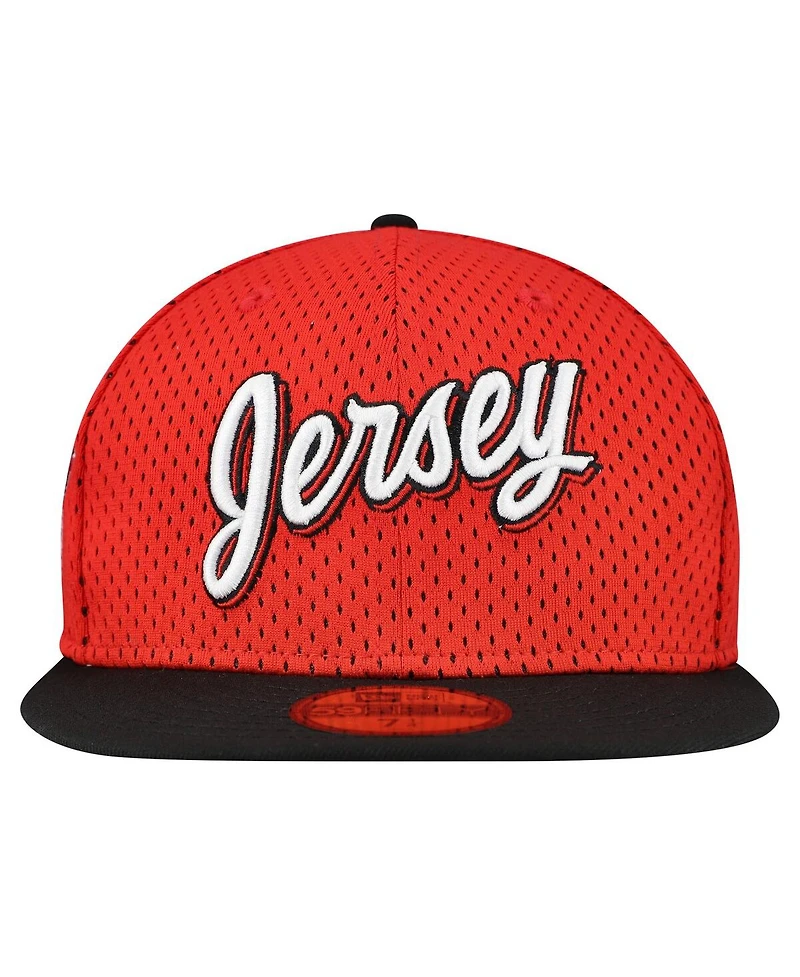 New Era Men's Red/Black Jersey Devils Mesh Crown Two-Tone 59FIFTY Fitted Hat