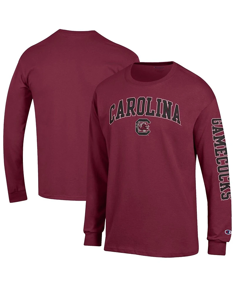 Champion Men's Garnet South Carolina Gamecocks Arch Over Logo 2-Hit Long Sleeve T-Shirt