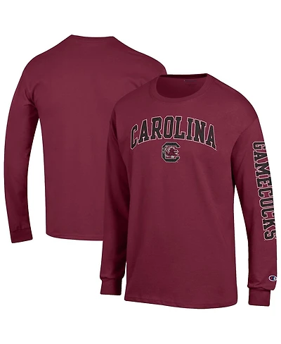 Champion Men's Garnet South Carolina Gamecocks Arch Over Logo 2-Hit Long Sleeve T-Shirt