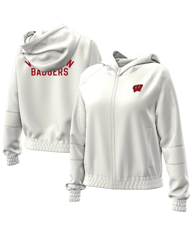 Under Armour Women's Natural Wisconsin Badgers Gameday Rival Fleece Full-Zip Cropped Hoodie