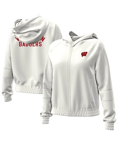 Under Armour Women's Natural Wisconsin Badgers Gameday Rival Fleece Full-Zip Cropped Hoodie