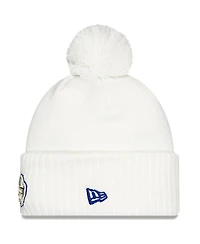 New Era Big Boys and Girls White Buffalo Bills 2025 Rivalries Collection Sideline Cuffed Pom with Knit Hat