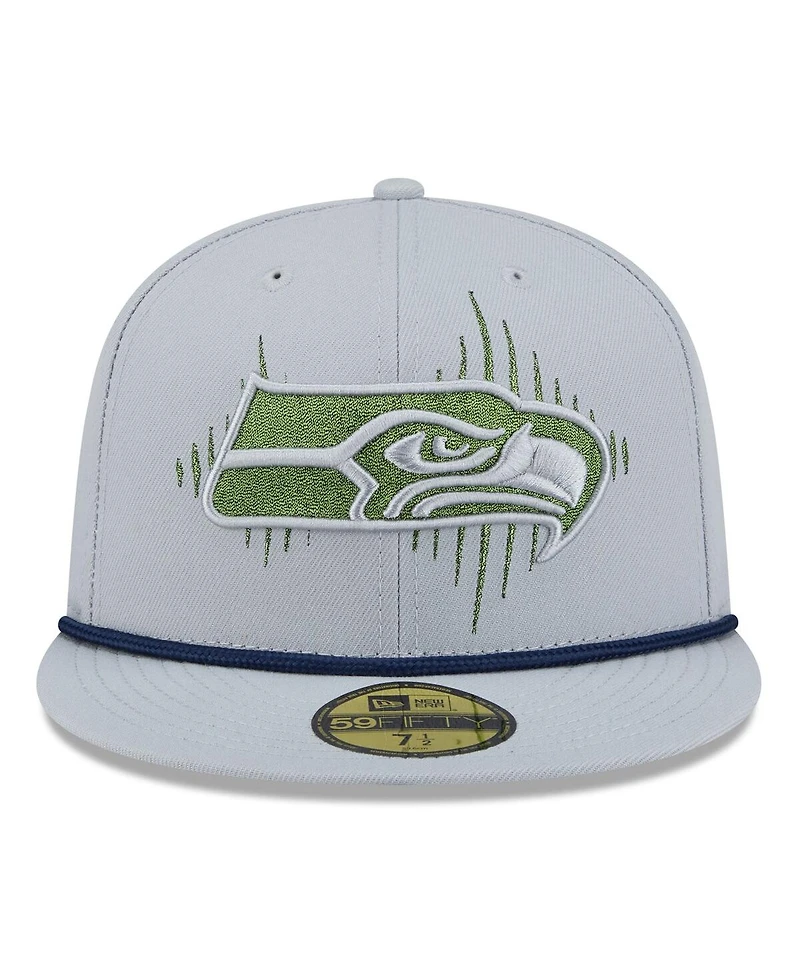 New Era Men's Wolf Gray Seattle Seahawks 2025 Rivalries Collection Sideline Rope 59FIFTY Fitted Hat