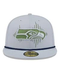 New Era Men's Wolf Gray Seattle Seahawks 2025 Rivalries Collection Sideline Rope 59FIFTY Fitted Hat