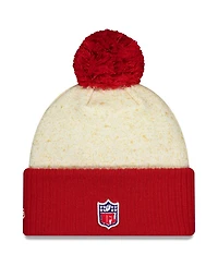 New Era Men's Natural/Cardinal Arizona Cardinals 2025 Rivalries Collection Sideline Cuffed Pom with Knit Hat