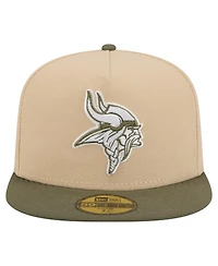 New Era Men's Light Beige/Olive Minnesota Vikings Color Pack A-Frame 59FIFTY Fitted Hat