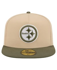 New Era Men's Beige/Olive Pittsburgh Steelers Color Pack A-Frame 59FIFTY Fitted Hat