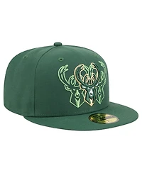 New Era Men's Hunter Green Milwaukee Bucks Tri-Hit 59Fifty Fitted Hat