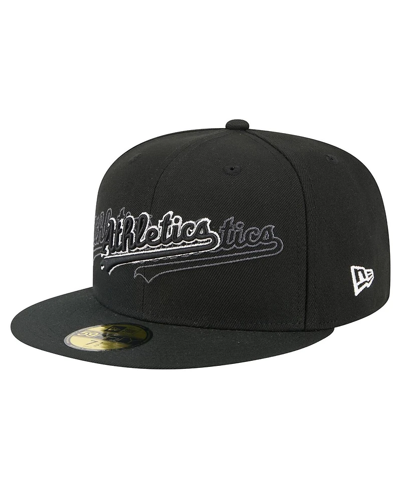 New Era Men's Black Athletics Tri-Hit 59FIFTY Fitted Hat
