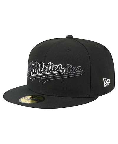 New Era Men's Black Athletics Tri-Hit 59FIFTY Fitted Hat