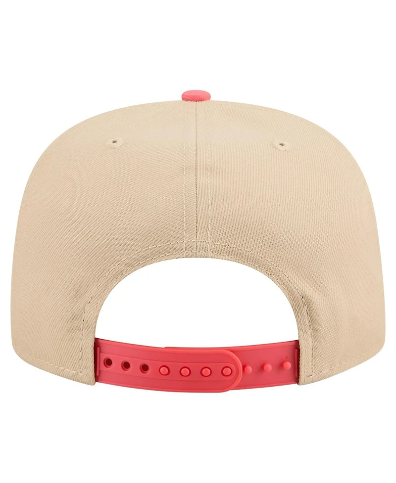 New Era Men's Light Beige/Coral Boston Red Sox Color Pack A-Frame 9FIFTY Snapback Hat