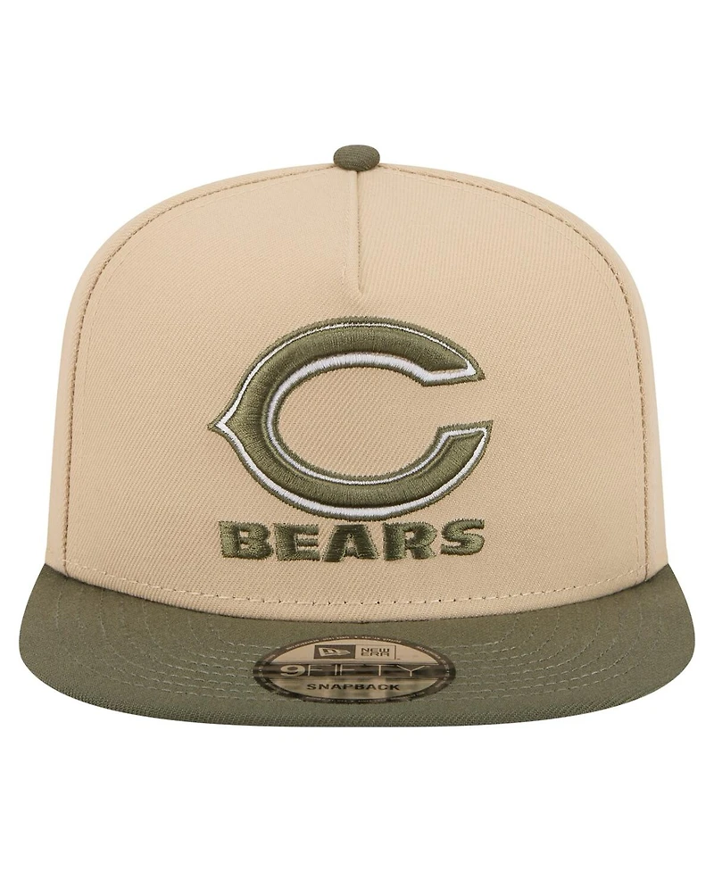 New Era Men's Light Beige/Olive Chicago Bears Color Pack A-Frame 9FIFTY Snapback Hat