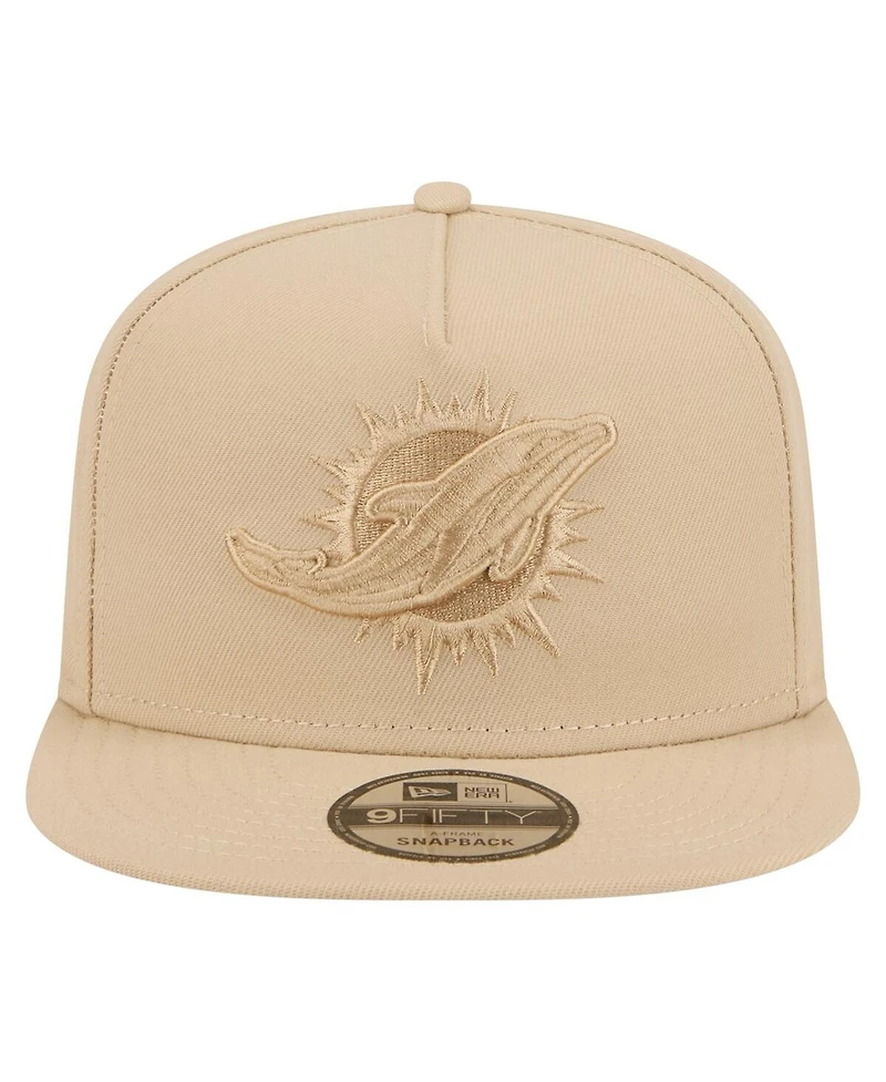 New Era Men's Light Beige Miami Dolphins Color Pack A-Frame 9FIFTY Snapback Hat