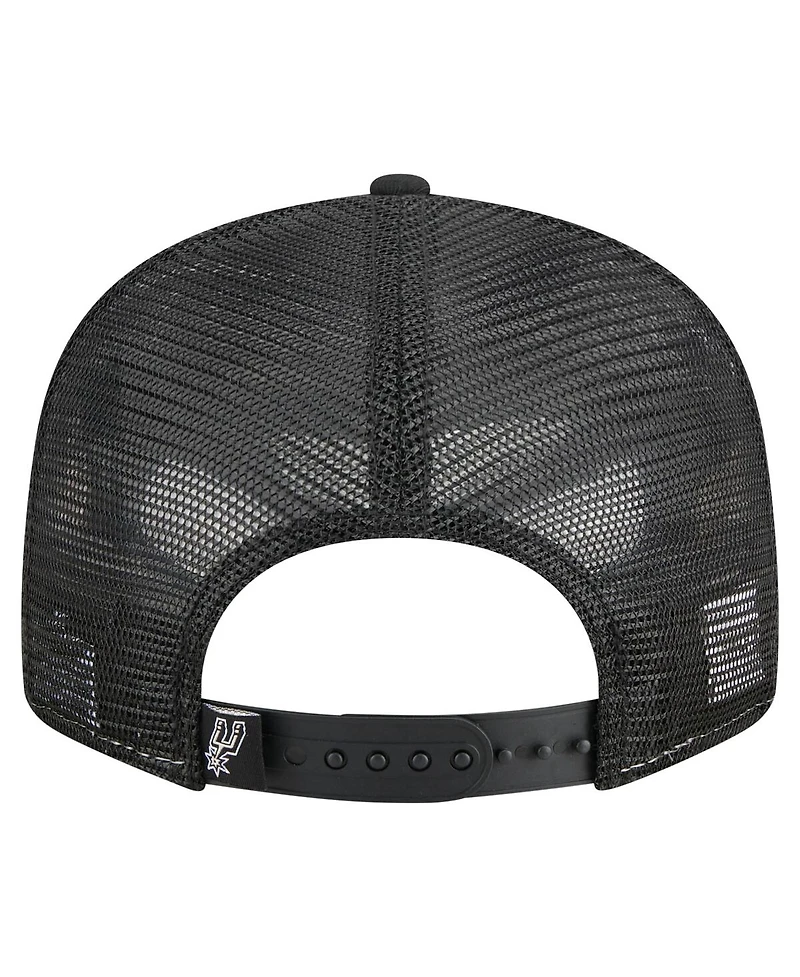 New Era Men's Black/Silver San Antonio Spurs Outdoor Split Panel 9FIFTY Snapback Hat