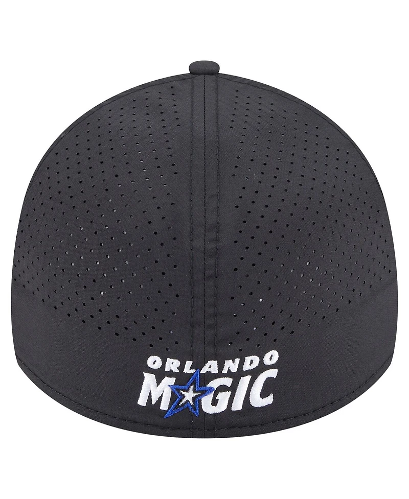 New Era Men's Black Orlando Magic Featherweight Poly Rope Flex 39Thirty Hat