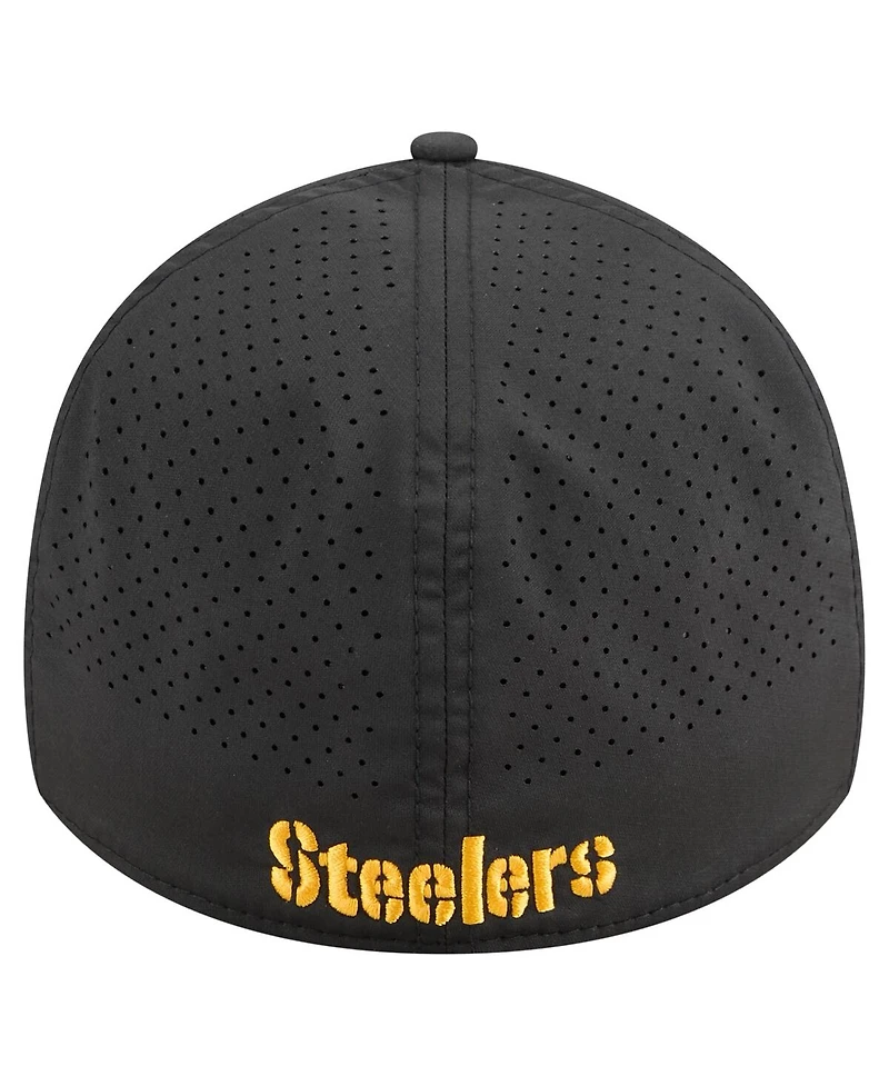 New Era Men's Black Pittsburgh Steelers Perforated 39THIRTY Flex Hat