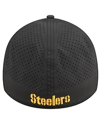 New Era Men's Black Pittsburgh Steelers Perforated 39THIRTY Flex Hat