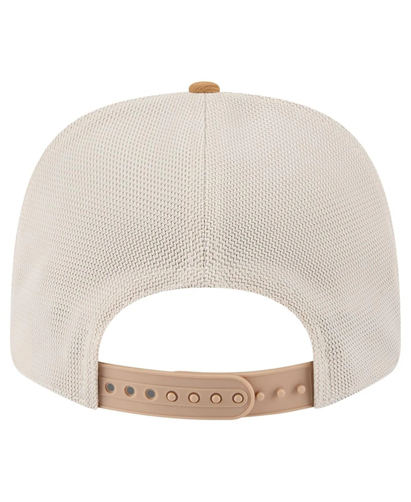 New Era Men's Tan/Light Brown Chicago Blackhawks Two-Tone Trucker 9SEVENTY Stretch Snap Adjustable Hat