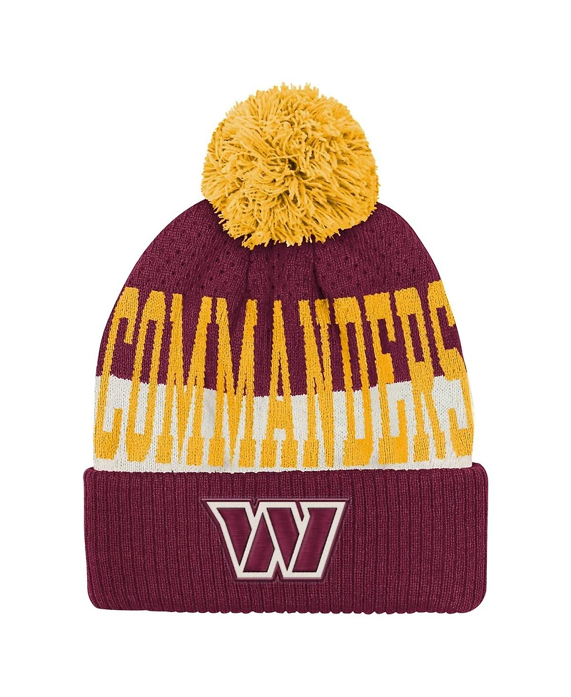Outerstuff Big Boys and Girls Burgundy Washington Commanders Modern Fan Cuffed with Pom Knit Hat