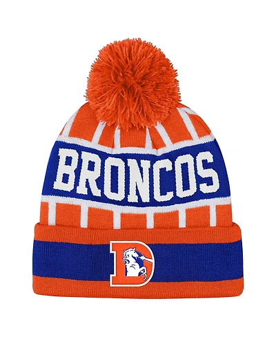 Outerstuff Big Boys and Girls Orange Denver Broncos Go Fast Cuffed with Pom Knit Hat