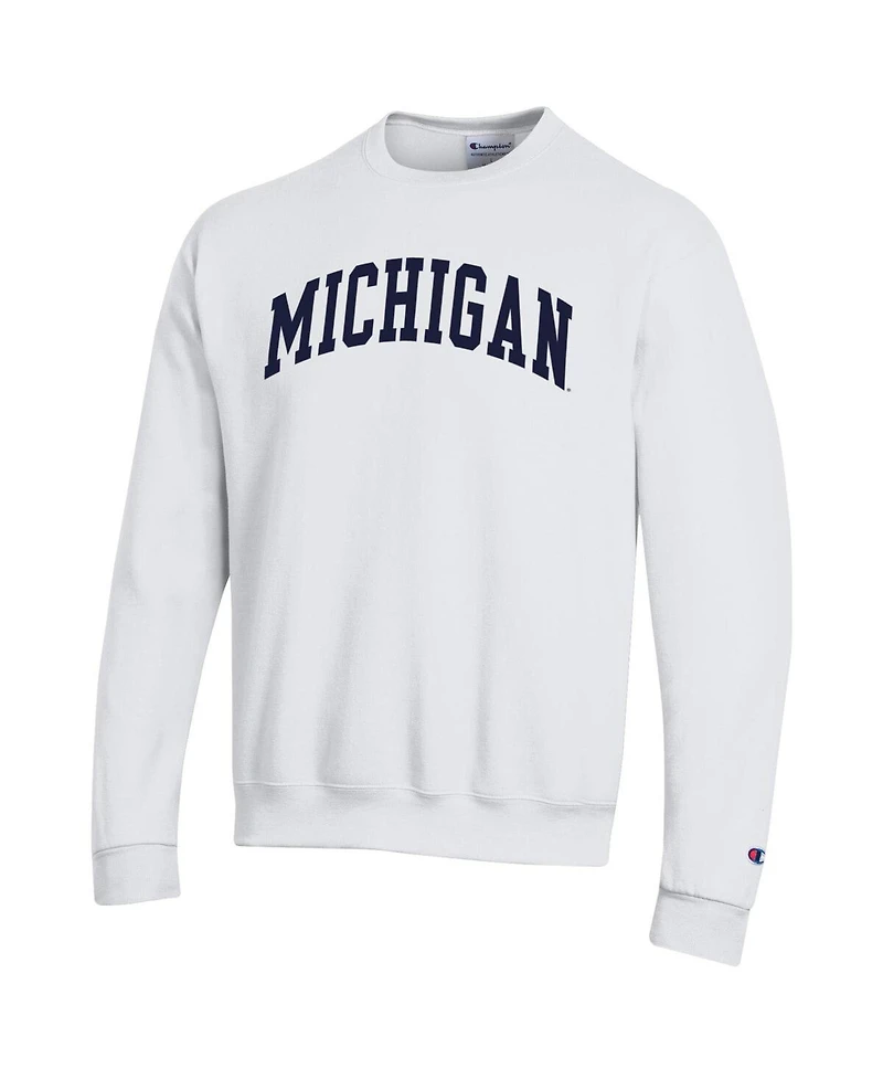 Champion Men's White Michigan Wolverines Basic Arch Fleece Pullover Sweatshirt