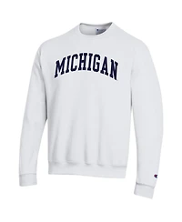 Champion Men's White Michigan Wolverines Basic Arch Fleece Pullover Sweatshirt