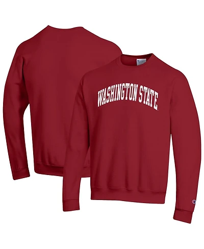Champion Men's Crimson Washington State Cougars Basic Arch Fleece Pullover Sweatshirt