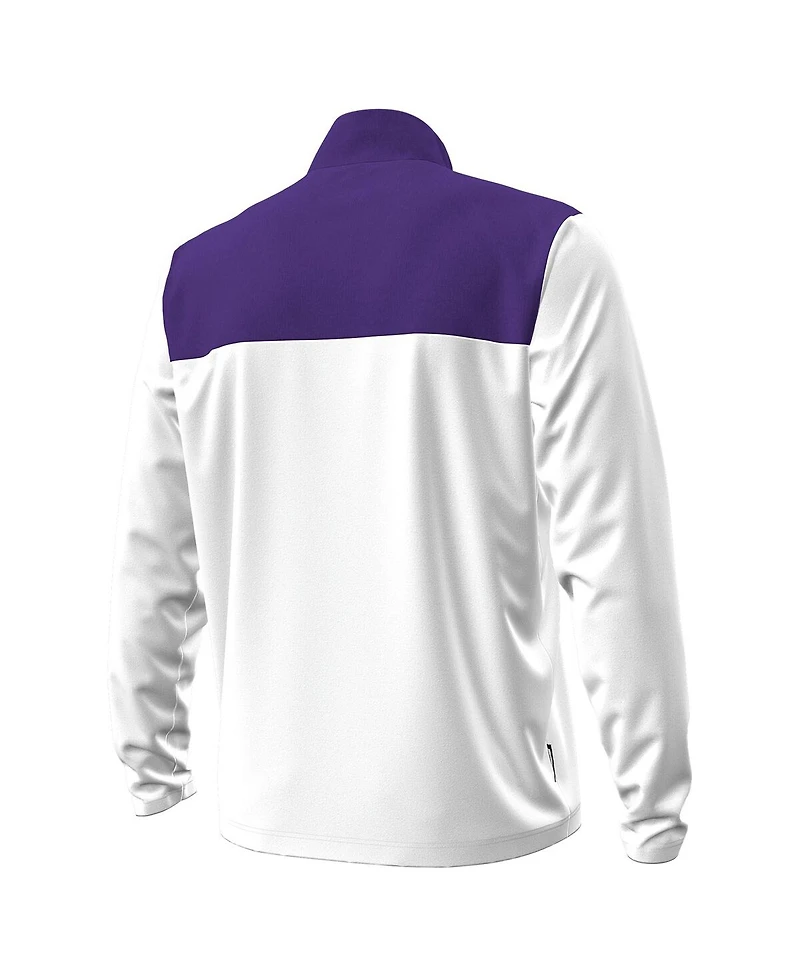 Under Armour Men's White/Purple Northwestern Wildcats Green Blocked Quarter-Zip Pullover Hoodie