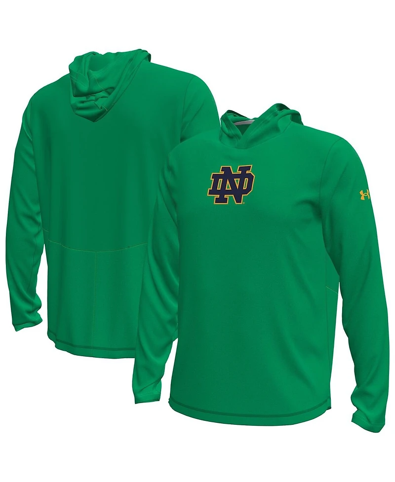 Under Armour Men's Kelly Green Notre Dame Fighting Irish Sideline Knockout Long-Sleeve Hooded T-Shirt