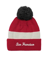 Outerstuff Big Boys and Girls Scarlet San Francisco 49ers Modern Fan Cuffed with Pom Knit Hat