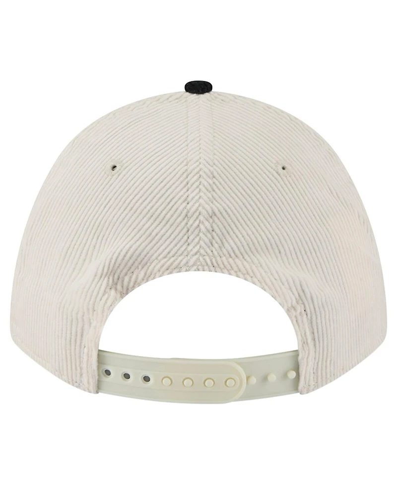New Era Men's Cream/Black Las Vegas Raiders Two-Tone Sided Corduroy 9FORTY A-Frame Adjustable Hat