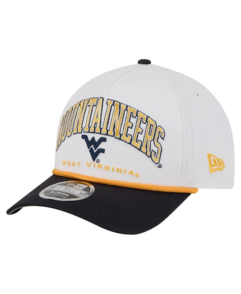 New Era Men's White/Navy West Virginia Mountaineers Arch Two-Tone Rope 9FORTY A-Frame M-Crown Adjustable Hat